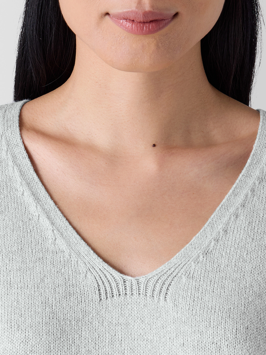 Cotton and Recycled Cashmere V-Neck Top - Eileen Fisher Outlet