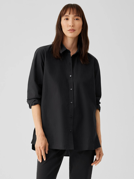 Washed Organic Cotton Poplin Classic Collar Shirt - Eileen Fisher Outlet