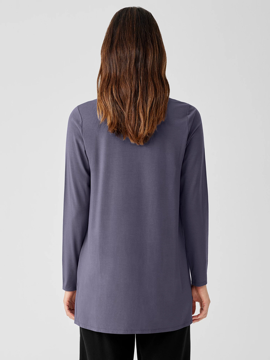 Stretch Jersey Knit Crew Neck Long Top - Eileen Fisher Outlet