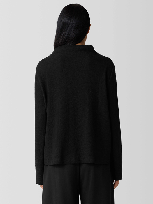Organic Cotton Jacquard Funnel Neck Top - Eileen Fisher Outlet