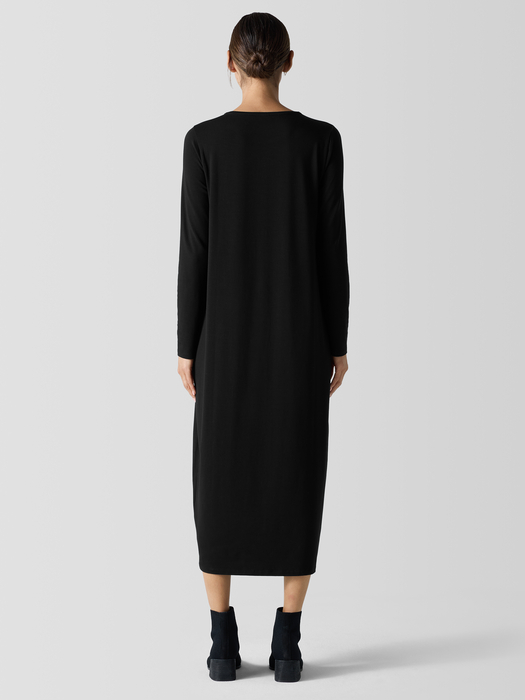 Stretch Jersey Knit Round Neck Dress - Eileen Fisher Outlet