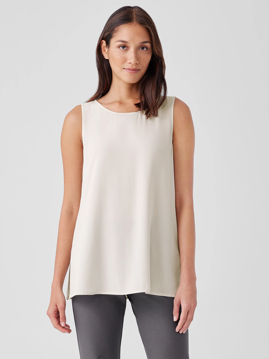 Silk Georgette Crepe Ballet Neck Tank - Eileen Fisher Outlet