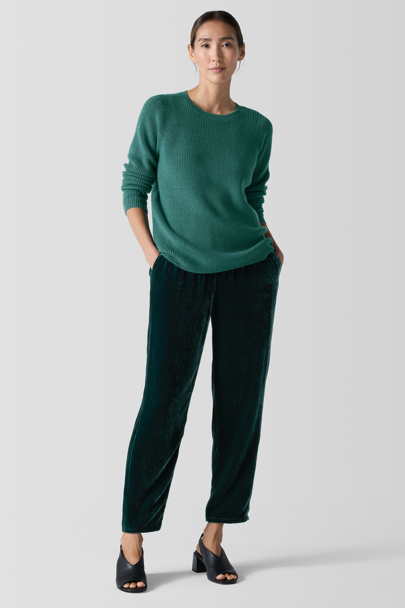 Ribbed Pima Cotton Blend Scoop Neck Top - Eileen Fisher Outlet