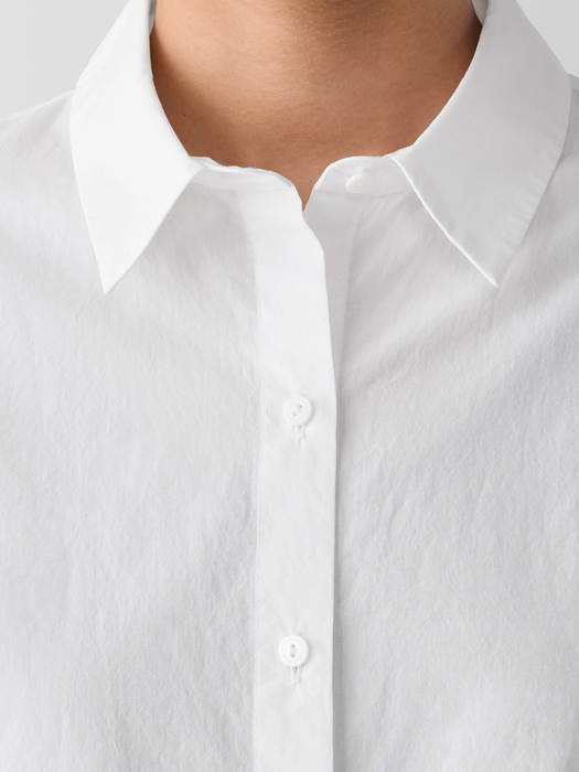 Washed Organic Cotton Poplin Classic Collar Short Shirt - Eileen Fisher Outlet