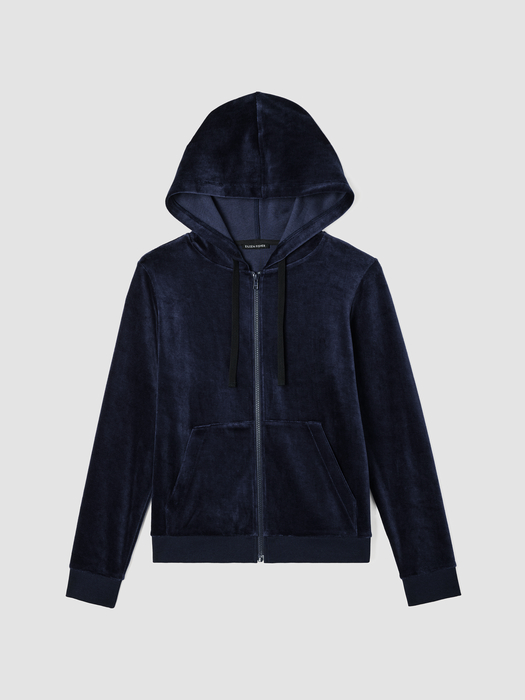 Cozy Velour Knit Hooded Jacket - Eileen Fisher Outlet