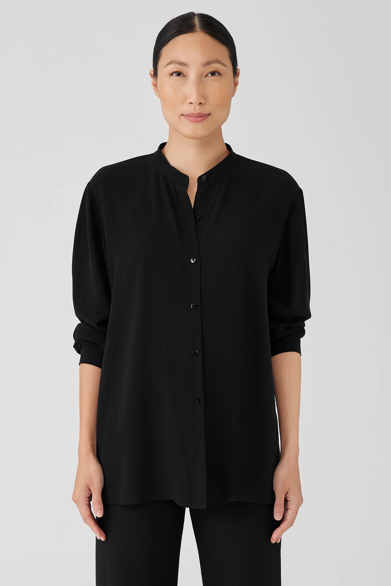 Silk Georgette Crepe Sleeveless Shirt - Eileen Fisher Outlet