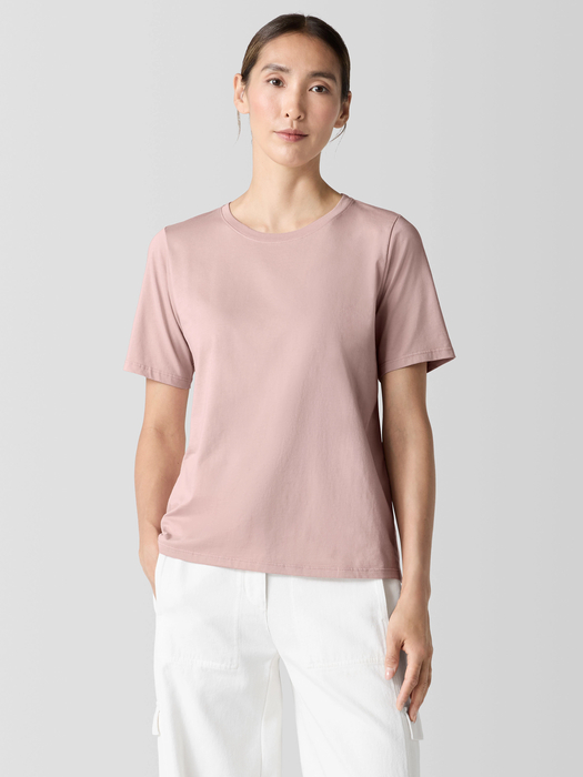 Organic Pima Cotton JerseyRound Neck Tee - Eileen Fisher Outlet