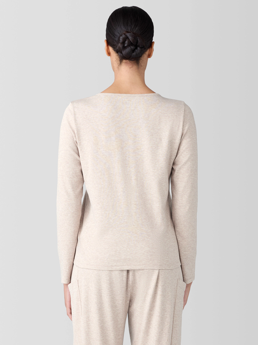 Mélange Organic Cotton Interlock Henley Sleep Top - Eileen Fisher Outlet