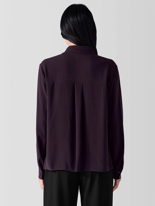 Silk Georgette Crepe Classic Collar Shirt - Eileen Fisher Outlet