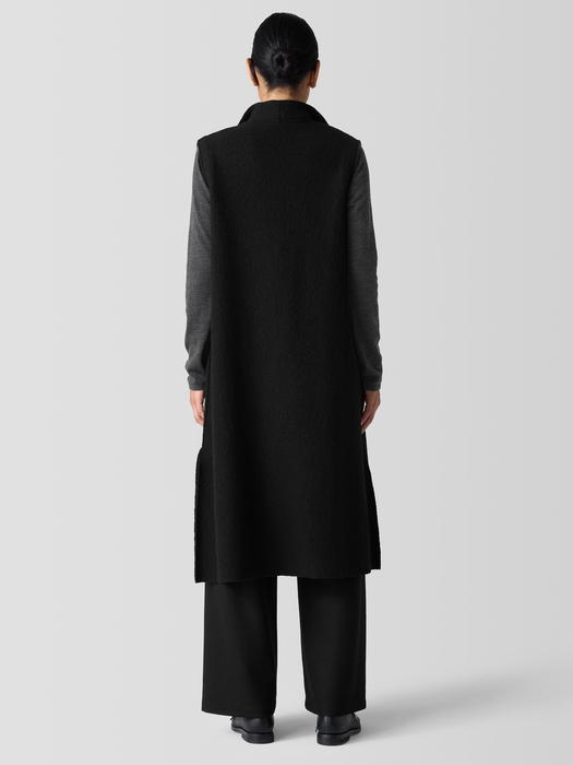 Lightweight Boiled Wool Shawl Collar Vest in Regenerative Wool - Eileen Fisher Outlet