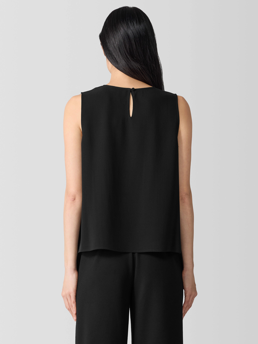 Silk Georgette Crepe Round Neck Tank - Eileen Fisher Outlet