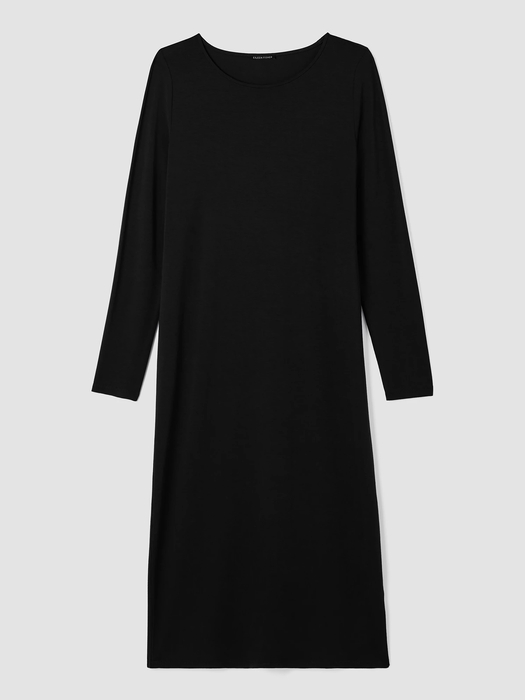 Stretch Jersey Knit Jewel Neck Dress - Eileen Fisher Outlet