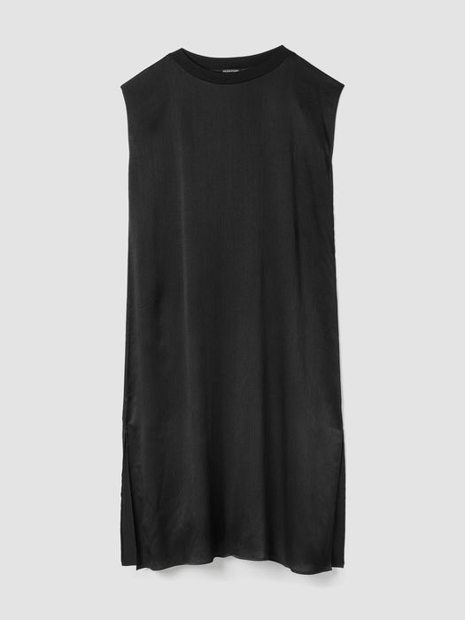 Striated Silk Satin Bateau Neck Dress - Eileen Fisher Outlet