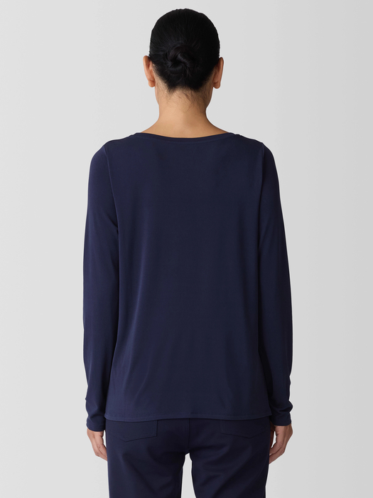 Stretch Silk Jersey Scoop Neck Top - Eileen Fisher Outlet