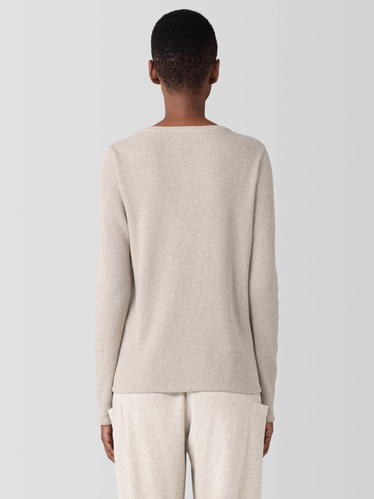 Mélange Organic Cotton Waffle Henley Sleep Top - Eileen Fisher Outlet