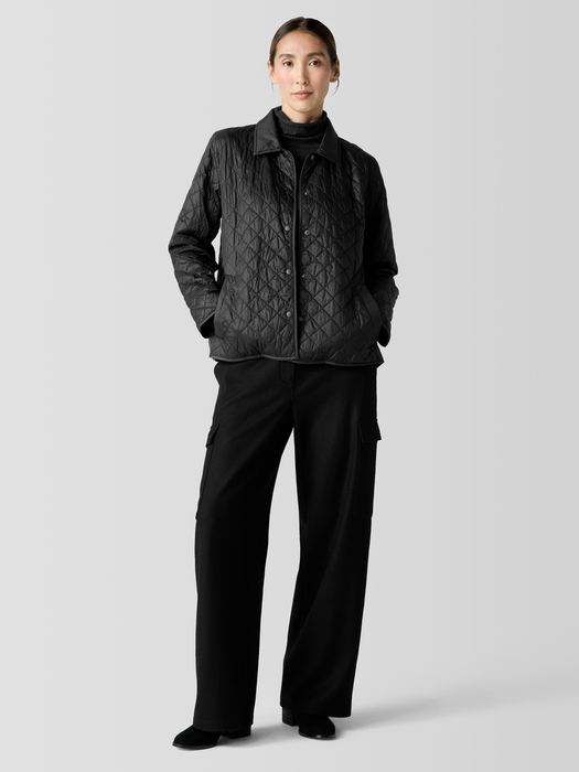 Eggshell Recycled Nylon Classic Collar Coat - Eileen Fisher Outlet