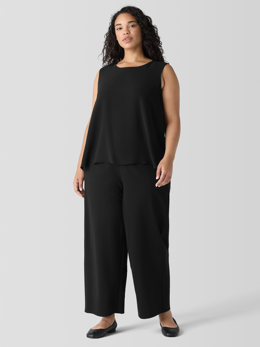 Silk Georgette Crepe Round Neck Tank - Eileen Fisher Outlet