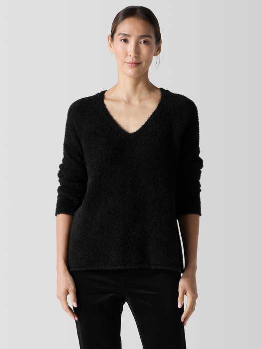 Organic Cotton Eyelash V-Neck Top - Eileen Fisher Outlet
