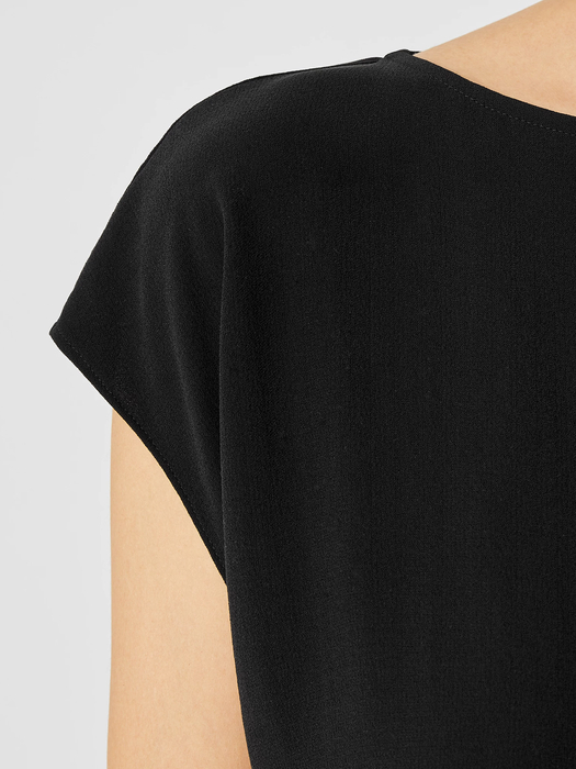 Silk Georgette Crepe Shirred-Back Top - Eileen Fisher Outlet