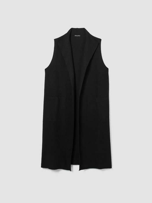 Lightweight Boiled Wool Shawl Collar Vest in Regenerative Wool - Eileen Fisher Outlet