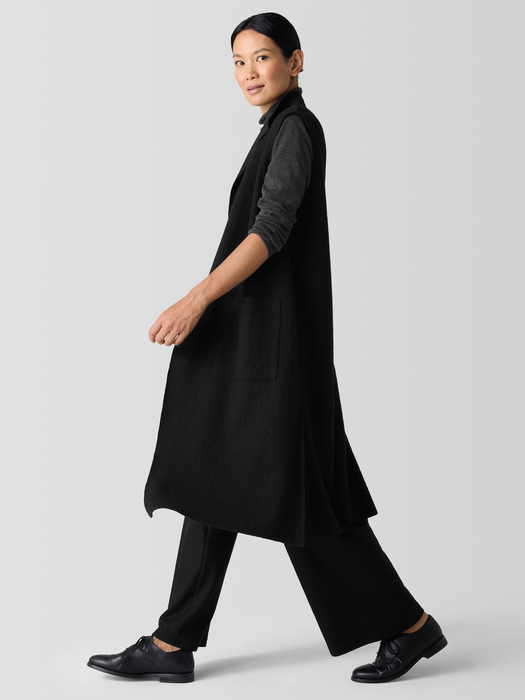 Lightweight Boiled Wool Shawl Collar Vest in Regenerative Wool - Eileen Fisher Outlet