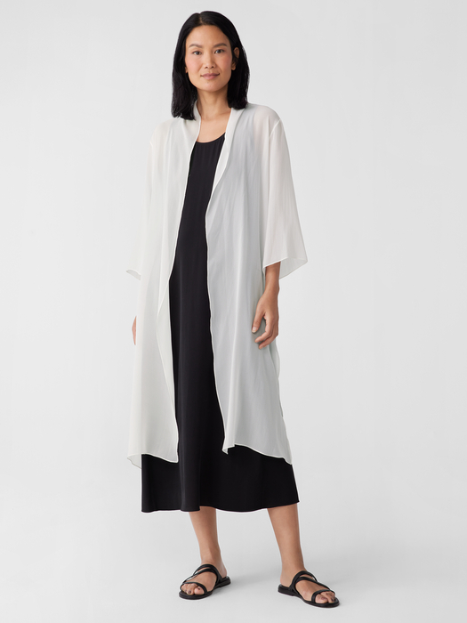 Sheer Silk Georgette High Collar Jacket - Eileen Fisher Outlet