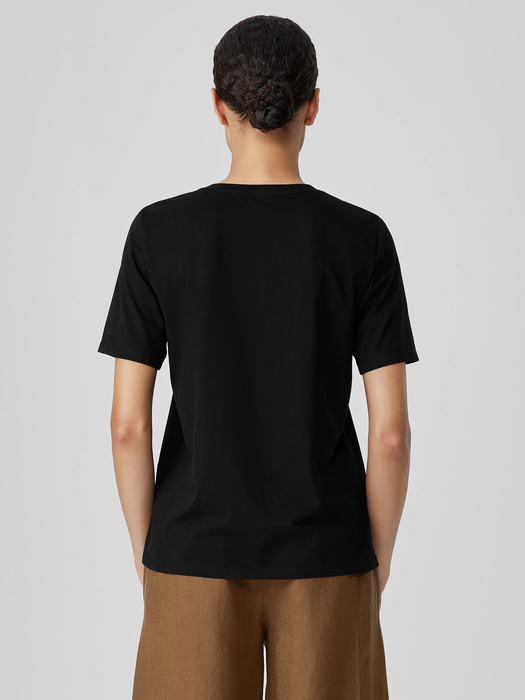 Organic Pima Cotton Jersey Round Neck Tee - Eileen Fisher Outlet