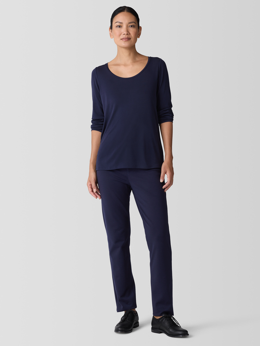 Stretch Silk Jersey Scoop Neck Top - Eileen Fisher Outlet