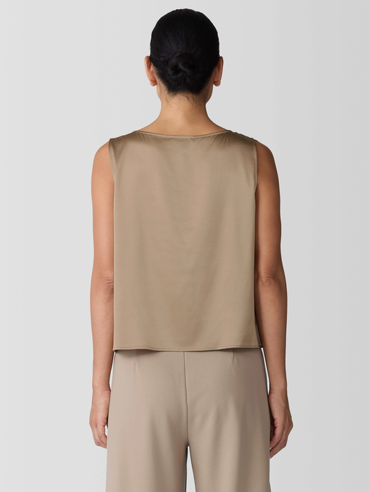 Stretch Silk Charmeuse Ballet Neck Tank - Eileen Fisher Outlet