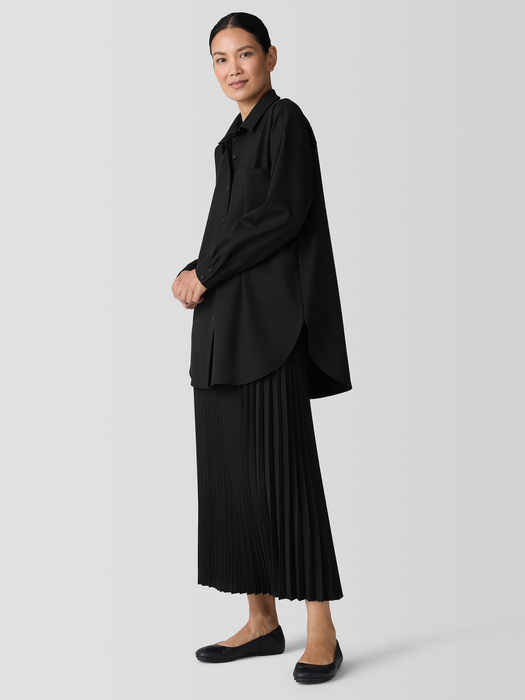 Lightweight Ponte Classic Collar Long Shirt - Eileen Fisher Outlet