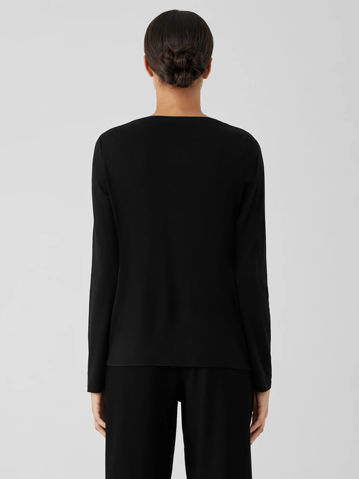 Stretch Silk Jersey Scoop Neck Top - Eileen Fisher Outlet