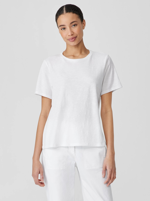 Organic Cotton Slubby Jersey Tee - Eileen Fisher Outlet