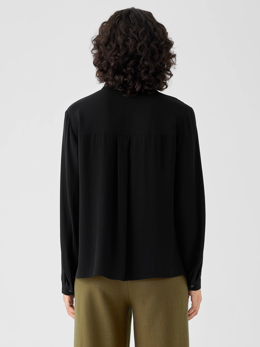 Silk Georgette Crepe Classic Collar Shirt - Eileen Fisher Outlet