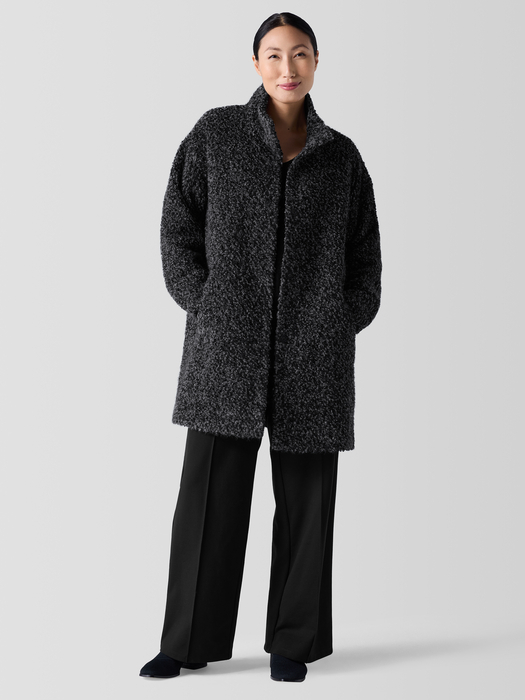 Curly Alpaca Stand Collar Coat - Eileen Fisher Outlet
