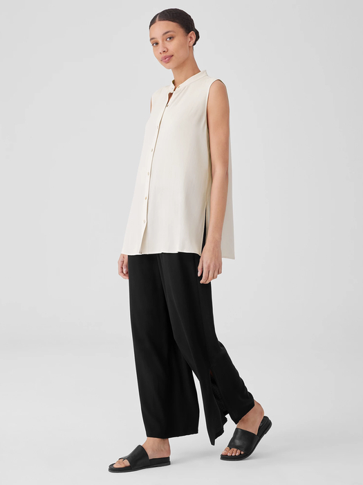 Silk Georgette Crepe Sleeveless Shirt - Eileen Fisher Outlet