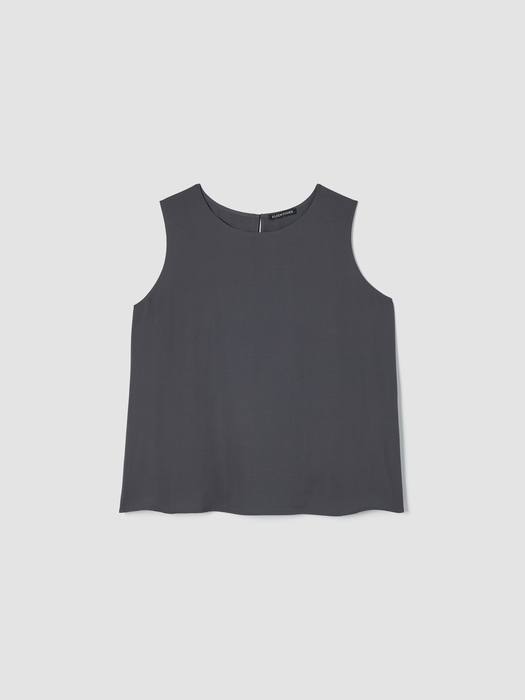 Silk Georgette Crepe Round Neck Tank - Eileen Fisher Outlet