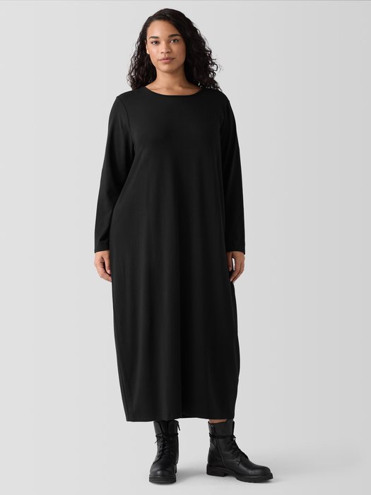 Stretch Jersey Knit Round Neck Dress - Eileen Fisher Outlet