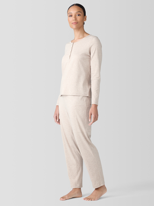Mélange Organic Cotton Interlock Henley Sleep Top - Eileen Fisher Outlet