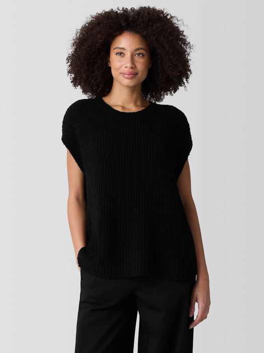 Cotton Fluff Crew Neck Vest - Eileen Fisher Outlet