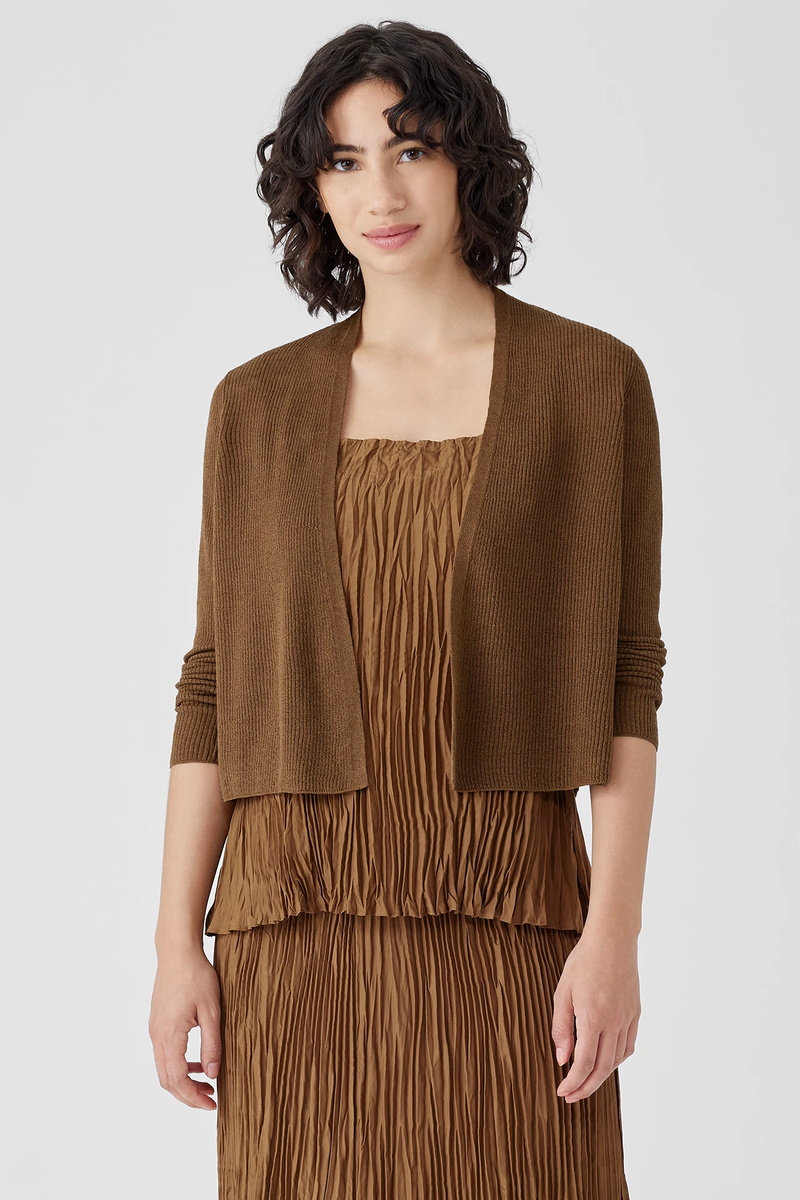 Crushed Silk Jewel NeckTiered Dress - Eileen Fisher Outlet