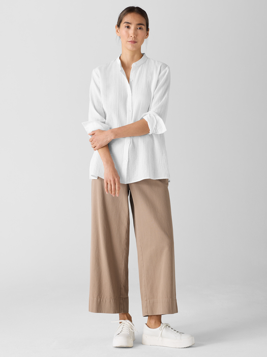 Organic Cotton RippleBand Collar Shirt - Eileen Fisher Outlet