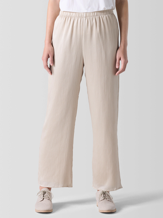 Striated Silk Satin Straight Pant - Eileen Fisher Outlet