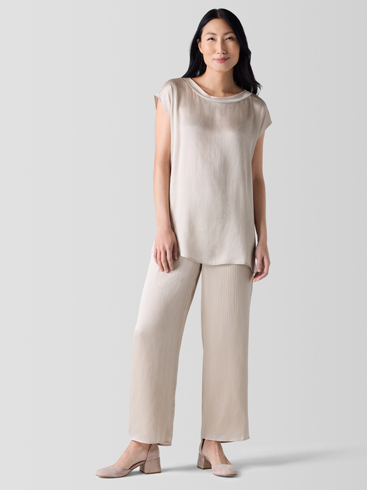 Striated Silk Satin Straight Pant - Eileen Fisher Outlet