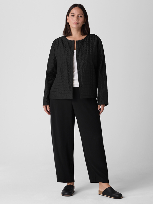 Silk Habutai Quilted Round Neck Jacket - Eileen Fisher Outlet