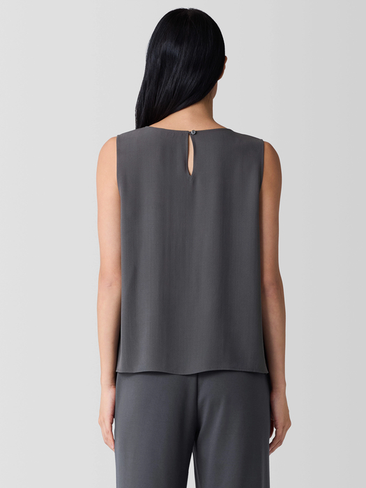Silk Georgette Crepe Round Neck Tank - Eileen Fisher Outlet