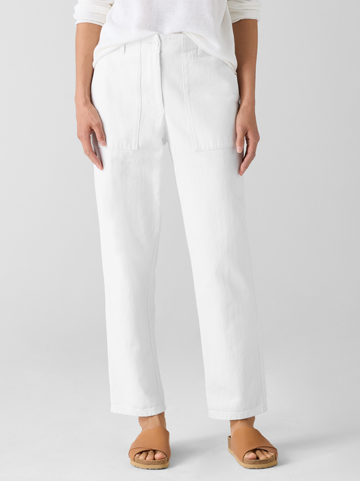 Garment-Dyed Utility Cotton Tapered Pant - Eileen Fisher Outlet