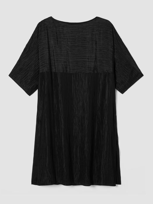 Textured Silk Jacquard Bateau Neck Long Top - Eileen Fisher Outlet