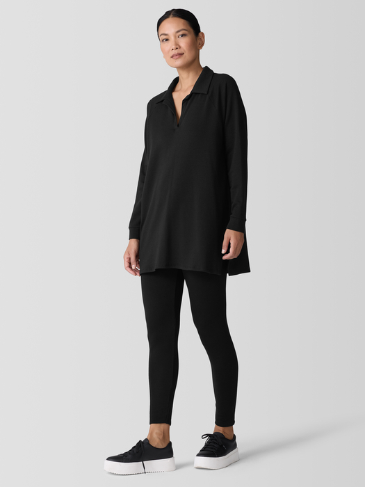 Cozy Brushed Terry Hug Henley Long Top - Eileen Fisher Outlet