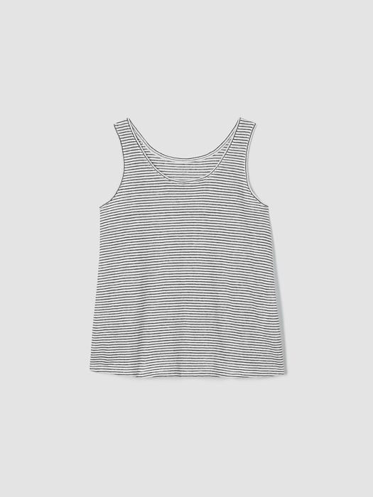 Striped Organic Linen Jersey Scoop Neck Tank - Eileen Fisher Outlet