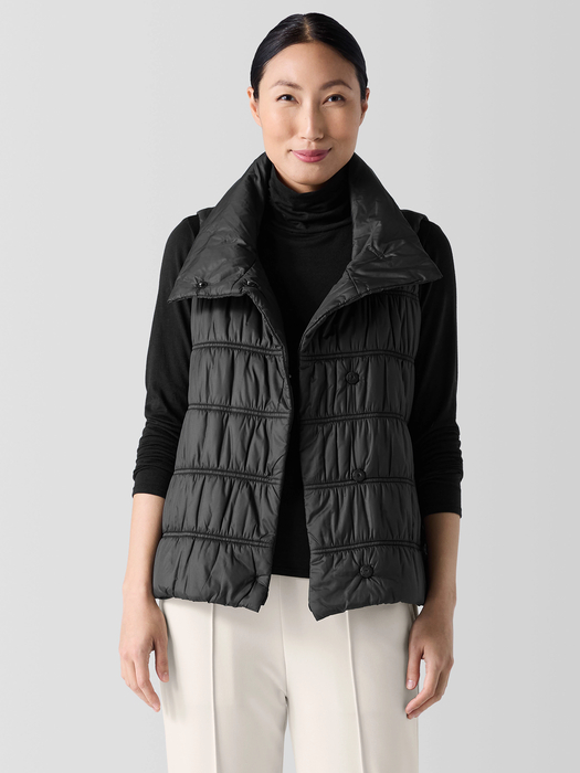Eggshell Recycled Nylon Stand Collar Vest - Eileen Fisher Outlet